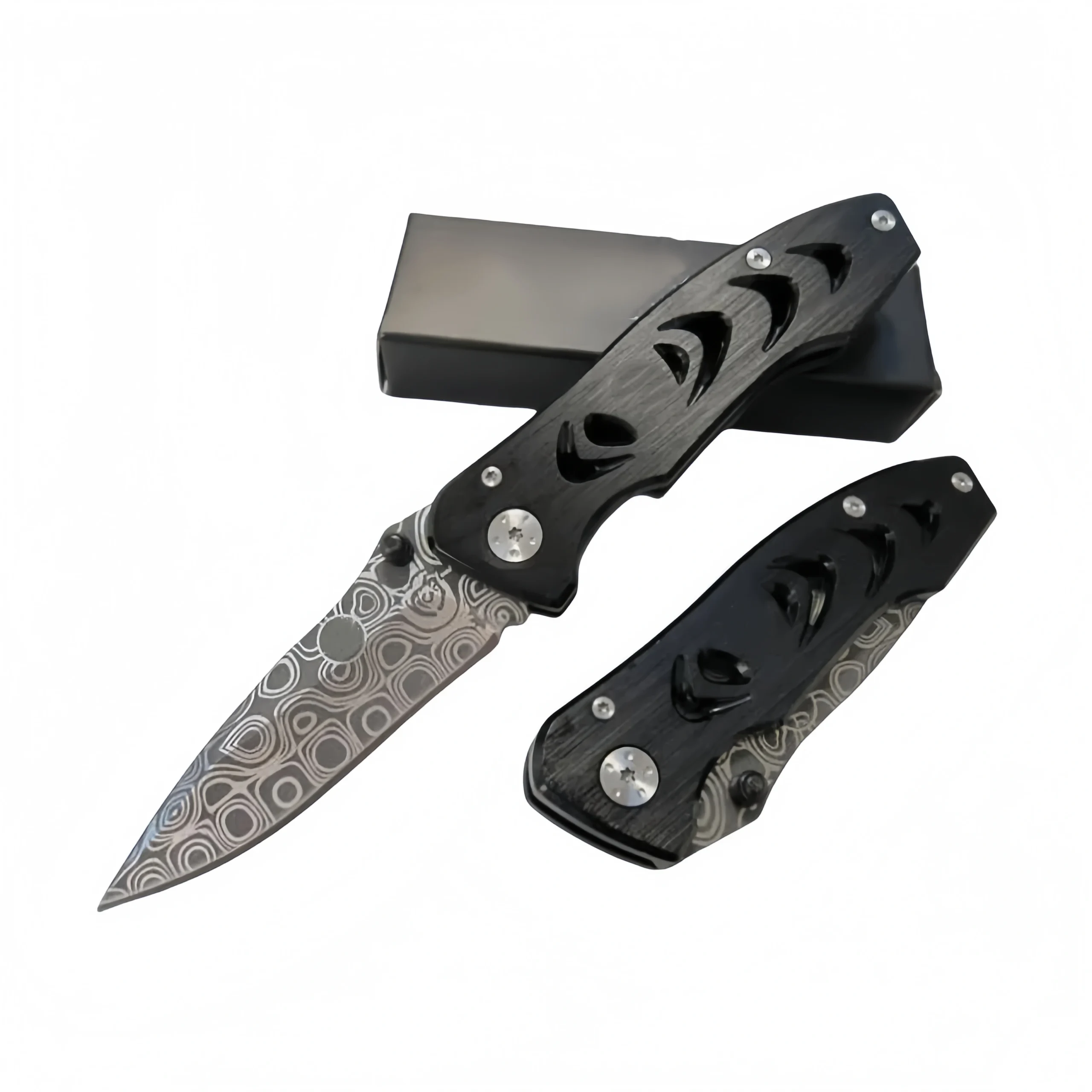 F23-scaled-1.webp Damast-Taschenmesser EDC-Taschenmesser mit CNC-Aluminiumgriff – Bild 1
