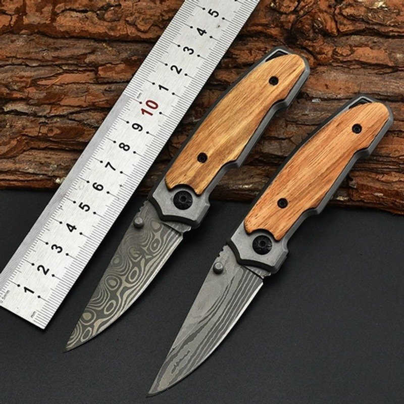 manual-clean-800-47.jpg Outdoor EDC Klappmesser - Damascus Wood – Bild 1