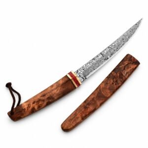 Double Dragon Damast-Taschenmesser mit Holzgriff