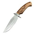 Maple Leaf Outdoor Damaskus Stahl gerade Messer handgefertigte Campingausrüstung