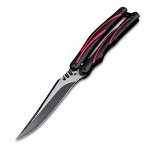 Einzigartiges Flipper-Klappmesser mit schwarz-rotem Griff