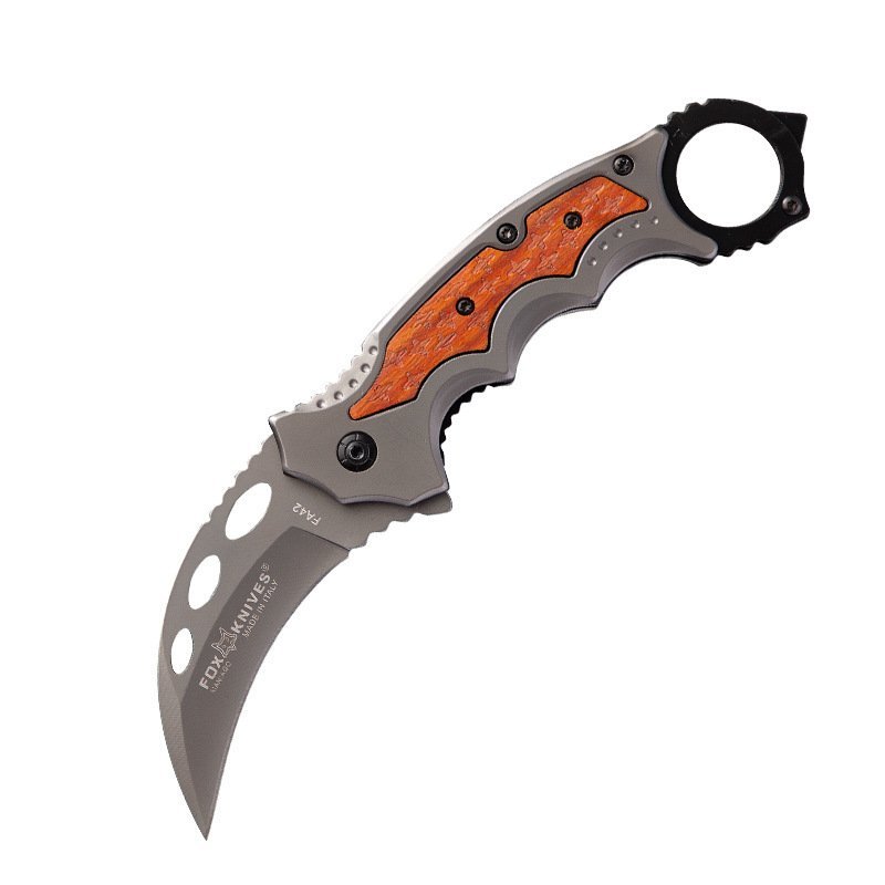 ac174349-8856-4a4c-bca1-3a468cb55e19.jpeg Fuchsholzgriffe, gefaltete Krallen, Karambit-Messer